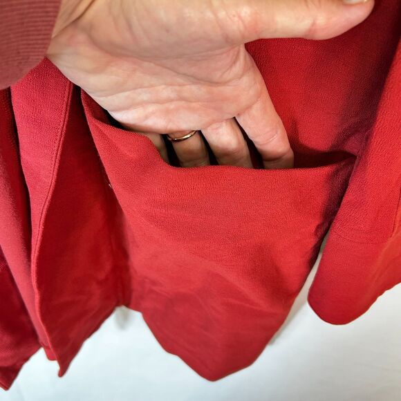 Eileen Fisher NWOT Russet Red Relaxed Fit Open Front Shawl Collar Jacket Size XS - Picture 7 of 12